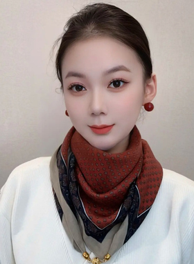 春秋新款高级感网红爆款丝巾女气质洋气时尚百搭女士磁吸扣围巾