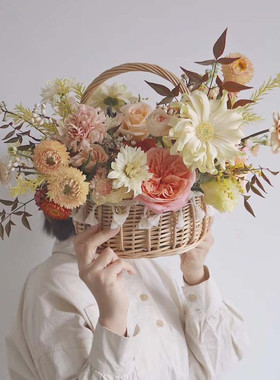花束插花蓝包装手工花艺