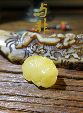 diy原矿蜜蜡鸡油黄招财貔貅隔珠