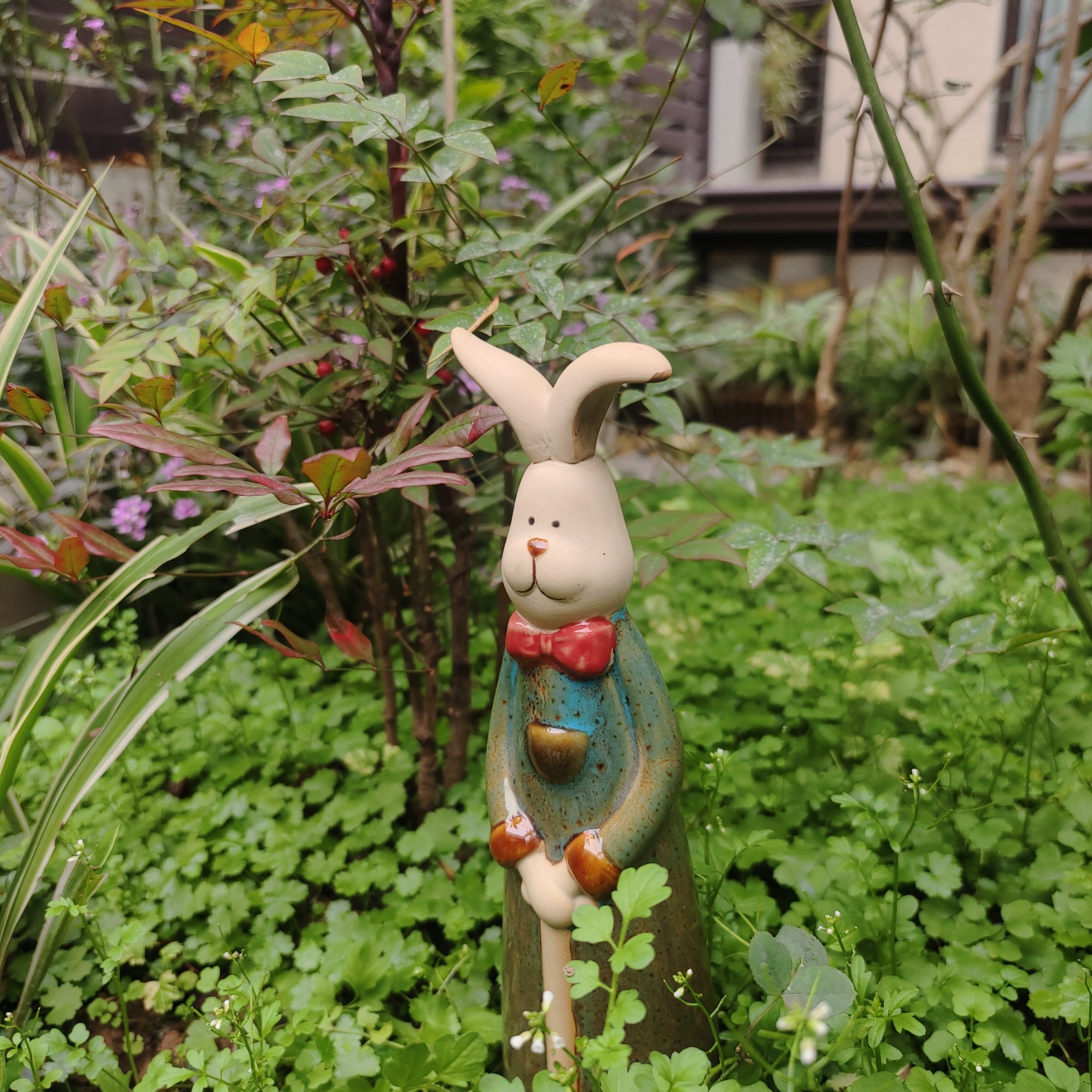 美式做旧陶瓷小兔子招财兔动物摆件超好看 尺寸10*30cm满68元包邮 - 图0