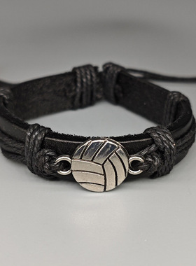 网红2026排球手环网红潮流流行简约手工编织男士运动手链合金球迷