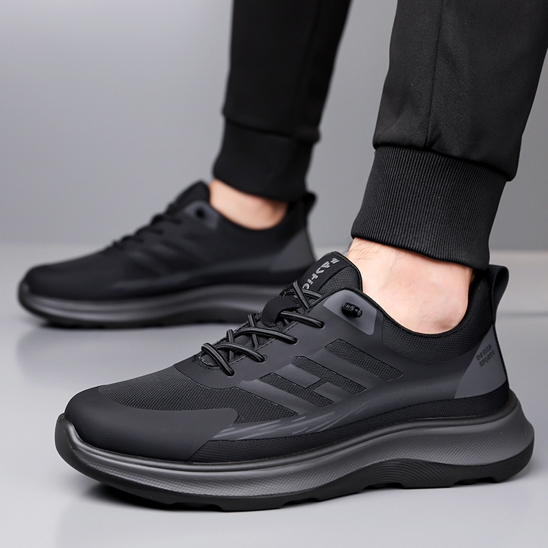 欧洲站黑色通勤男鞋一脚蹬软底跑步老爹鞋轻便透气商务休闲潮鞋 - 图3