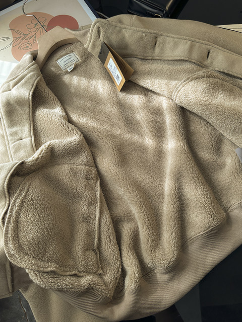 K order out! MUJI 599! Couple style casual and versatile plus velvet thickened baseball uniform stand collar jacket autumn and winter