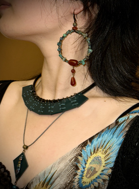 邂逅｜原创手作设计复古小众个性蓝绿色系搭配混搭自然风平价耳饰