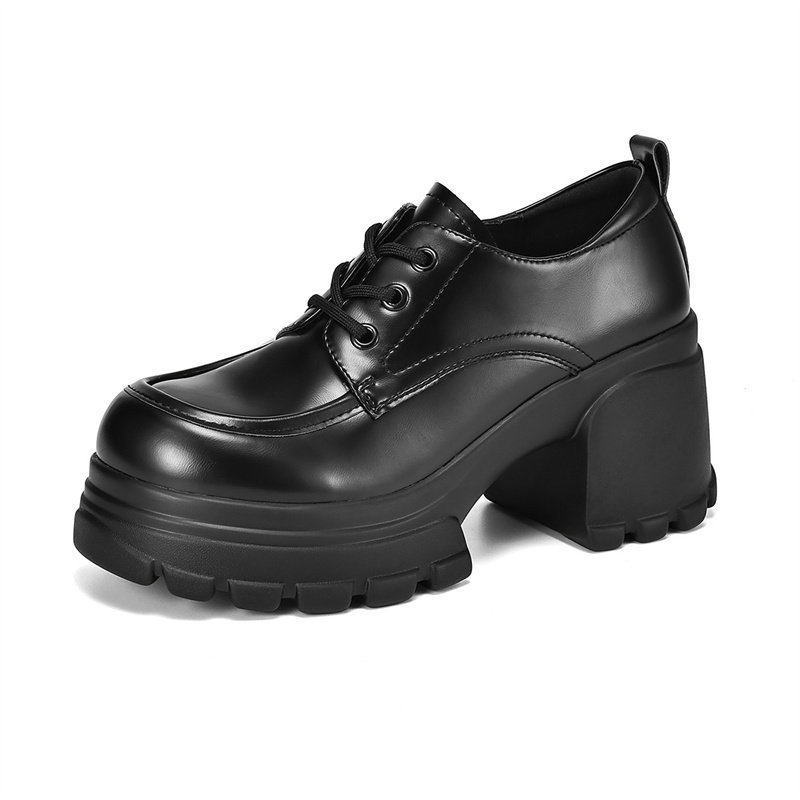 达芙妮乐福鞋女2025新款春秋厚底增高松糕鞋英伦风高跟系带小皮鞋,淘宝优惠券,粉丝福利购,淘宝优惠卷