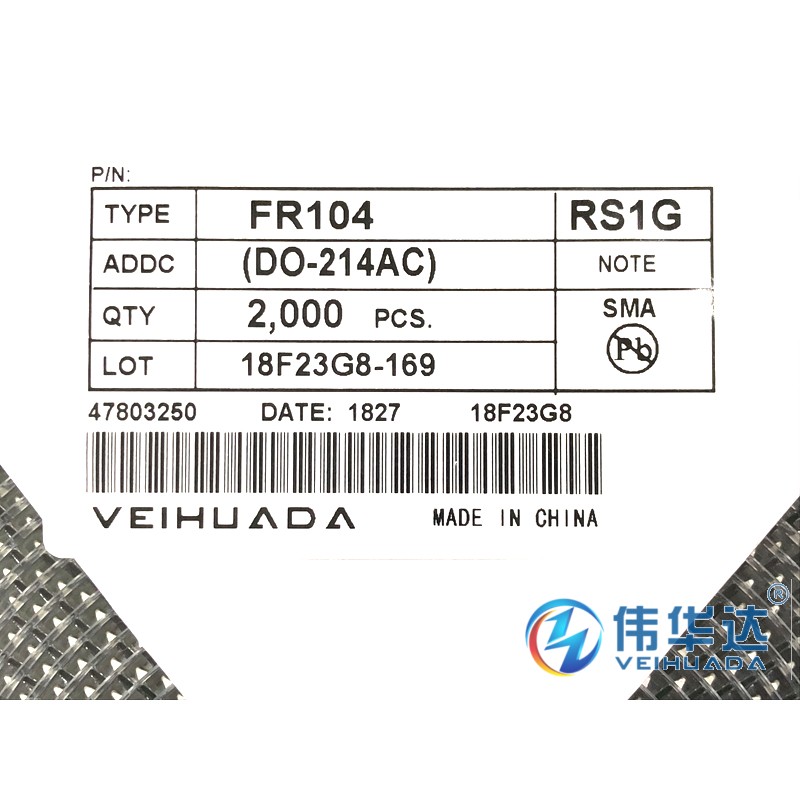 贴片快恢复二极管 FR104 RS1G 1A/400V DO-214AC/SMA 现货 100只 - 图1