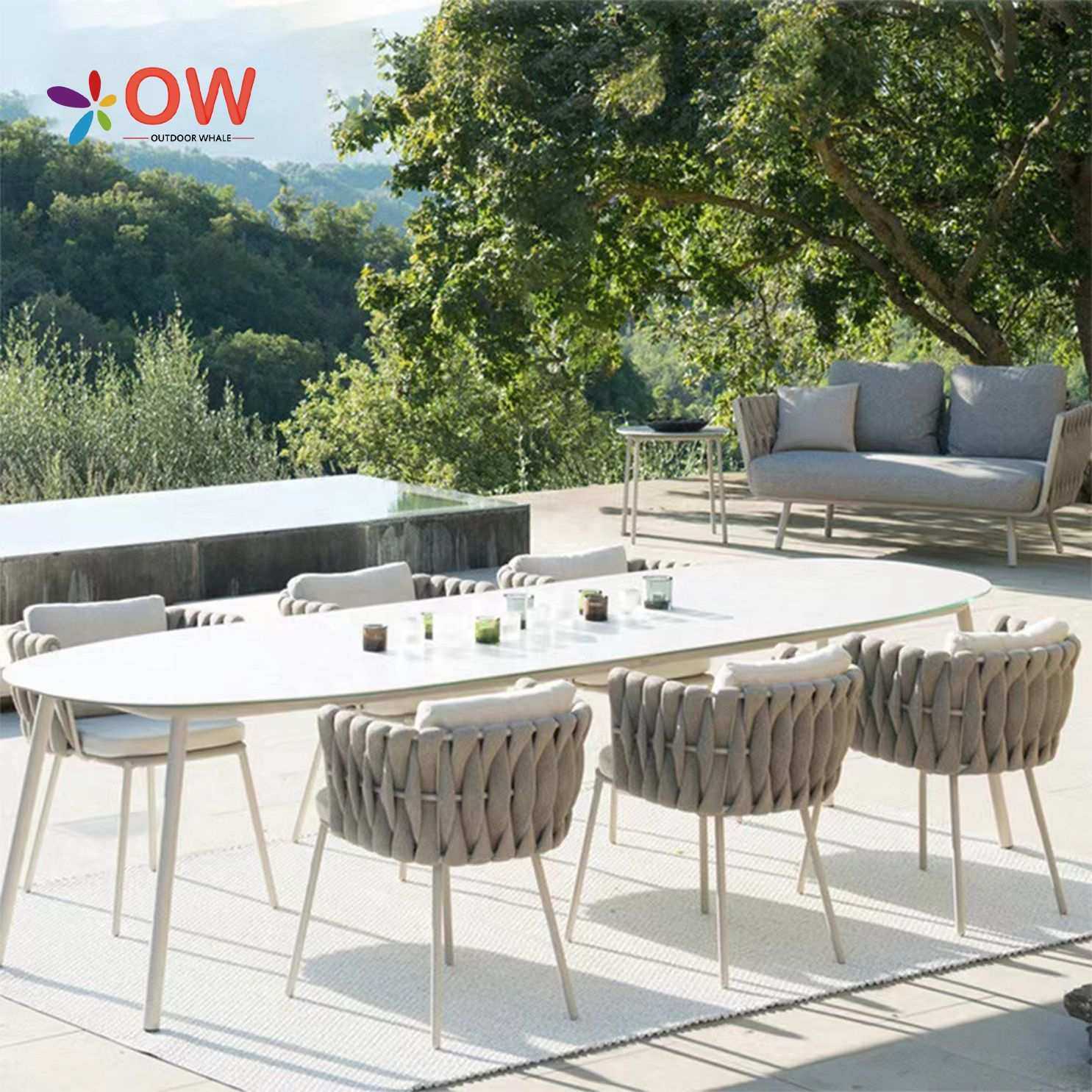 北欧户外桌椅庭院室外藤椅组合藤编休闲阳台酒店岩板铝合金餐桌椅,淘宝优惠券,粉丝福利购,淘宝优惠卷