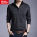 Áo thun nam dài tay Nam Cực áo thun mùa thu cotton mới sọc nam phiên bản Hàn Quốc của áo POLO thủy triều - Áo phông ngắn áo thun nam  Áo phông ngắn