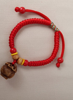 桃核手链小孩本命年红绳手链