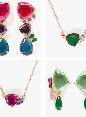ks25年新款 Shine Me Up Linear Earrings彩色宝石耳环项链孤品