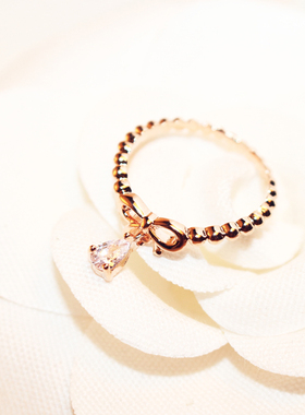 日系大牌水滴形饰品网开口戒指