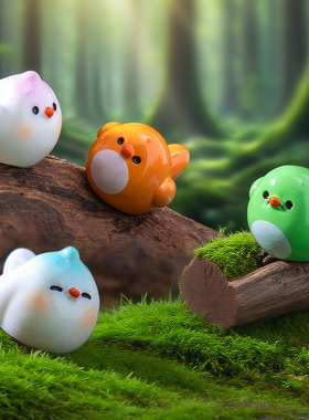 手工动物微景观可爱树脂小鸟摆件