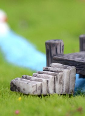 微景观装饰复古迷你台阶摆件石块阶梯创意盆栽造景树脂石头小楼梯