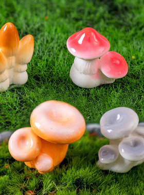 仿真蘑菇桌面微景观树脂摆件花盆