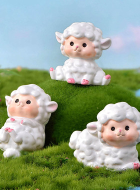 微景观小动物摆件可爱小羊公羊