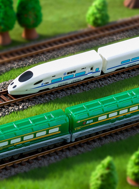 微景观卡通仿真和谐号火车头车厢