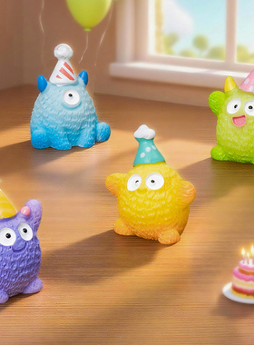 创意可爱小毛怪兽树脂车载摆件