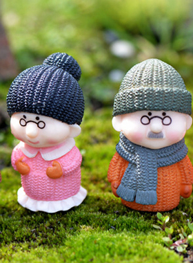 微景观盆栽摄影卡通人物情侣摆件