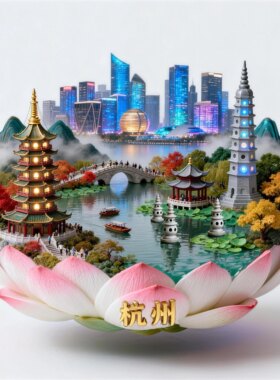 杭州文创冰箱贴2026新款金属浮雕磁贴杭州旅游纪念品文创伴手礼