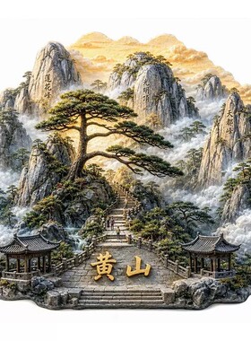 黄山文创冰箱贴2026新款金属浮雕磁贴光明顶旅游纪念品文创伴手礼