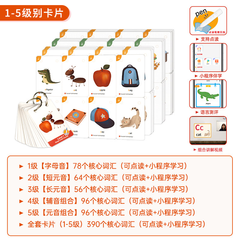 【进口直营】点读版EFL Phonics自然拼读发音规则表牛津教材配套挂图 1-5级别 初级启蒙英语入门字母发音表早教拼读字母识字卡