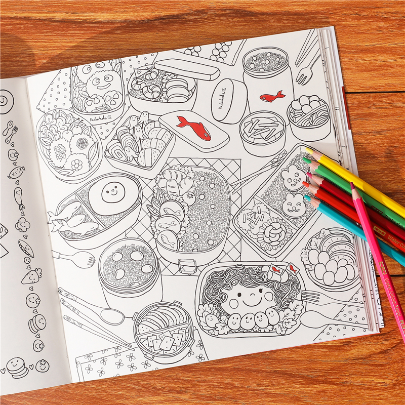 美味食光涂色书Coloring and the Food成人减压涂鸦美食填色绘画 - 图2