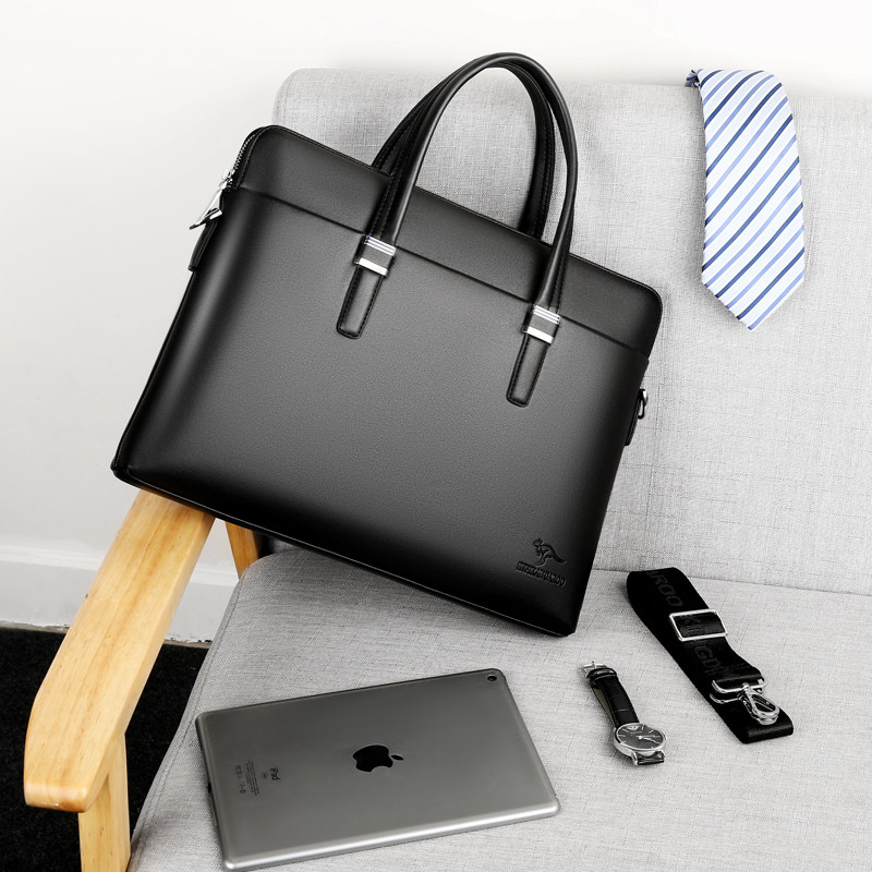 英斐袋鼠男士手提包真皮质感公文包商务牛皮质感单肩手拿斜挎男包,淘宝优惠券,粉丝福利购,淘宝优惠卷