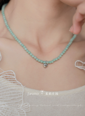 春夏薄荷天然石串珠叠戴项链女