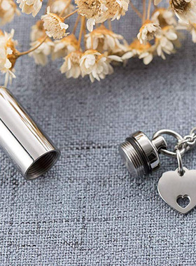 欧美热销亲人毛发骨灰圆柱项链