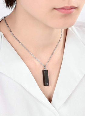 钛钢空心骨灰盒项链长方体吊坠