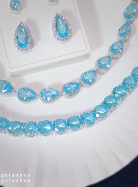 手链夏天浅蓝色耳环日常百搭