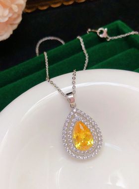 黄色镶钻高级感锆石时尚仙女项链