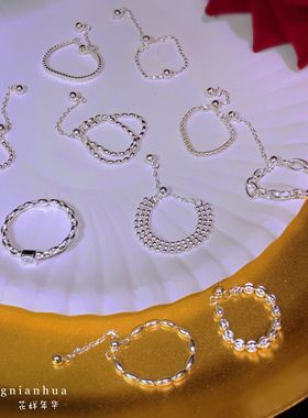 日韩风纯银小众百搭多层指环