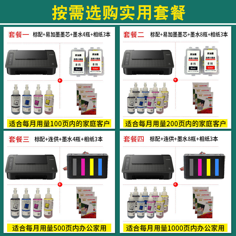 佳能ts308彩色喷墨照片家用打印机 佳能锦兴朋加喷墨打印机