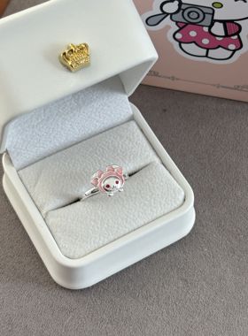 足银999.9纯银兔熊戒指女可爱卡通小众设计感食指戒子送闺蜜礼物
