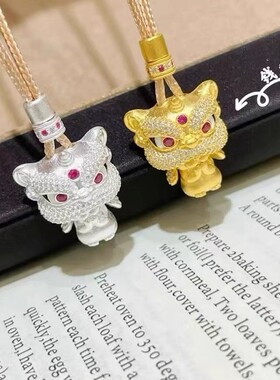 足银醒狮吊坠纯银手工编织项链送女友闺蜜同款新年礼物纯银锁骨链