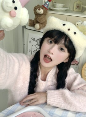 奈里原创珍珠小猫贝雷帽
