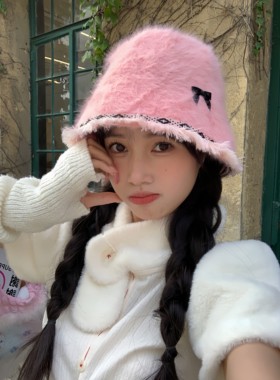 奈里nicein渔夫帽女秋冬蝴蝶结