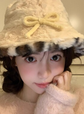 奈里nicein渔夫帽秋冬豹纹