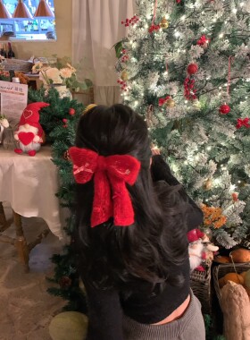 奈里nicein针织蝴蝶结马海毛发夹