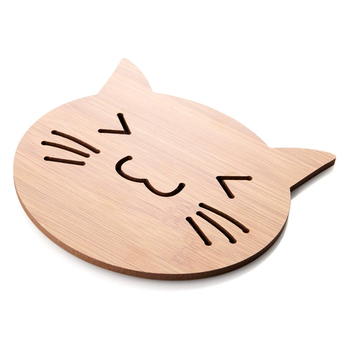 Деревянный мультяшный нескользящий креативный настольный коврик, милая чайная чашка