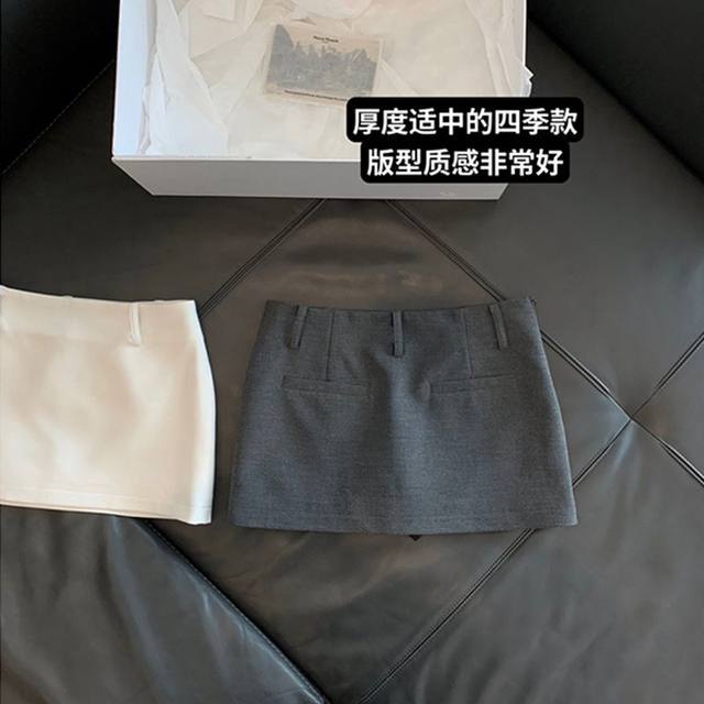 Gray suit versatile short skirt for women in summer new style college style low waist slim skirt anti-exposure A-line skirt
