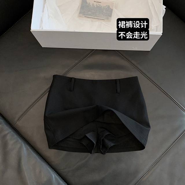 Gray suit versatile short skirt for women in summer new style college style low waist slim skirt anti-exposure A-line skirt