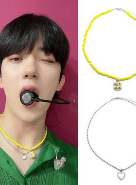 申艺灿同款黄锆石圆珠爱心项链圈