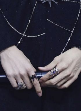 黄星Eliot花咏同款黑白蝴蝶3尖刺开口戒指Desire4 星有千千邱鼎杰