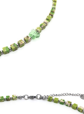 AC原创天然石蝴蝶绿色钻宝石项链