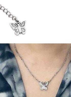 余宇涵同款白色荧光闪粉蝴蝶项链