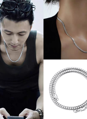 一饭封神谢霆锋同款加密扁硬钛钢项链男女日常通勤锁骨防水不掉色