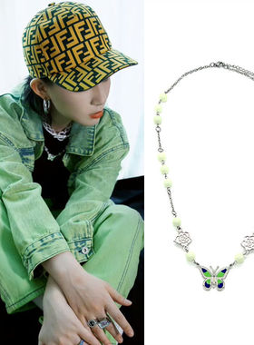 李斯丹妮夜荧光珍珠蝴蝶雏菊项链