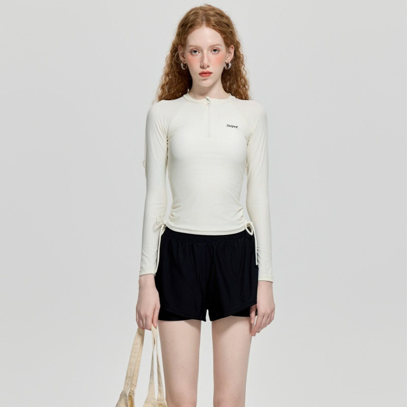 韩国ins风小胸聚拢分体平角少女运动保守遮肚显瘦温泉长袖泳衣女,淘宝优惠券,粉丝福利购,淘宝优惠卷